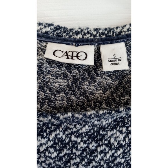 Cato‎ Knit blue and white blend fringe bottom swoop neck - Picture 2 of 6
